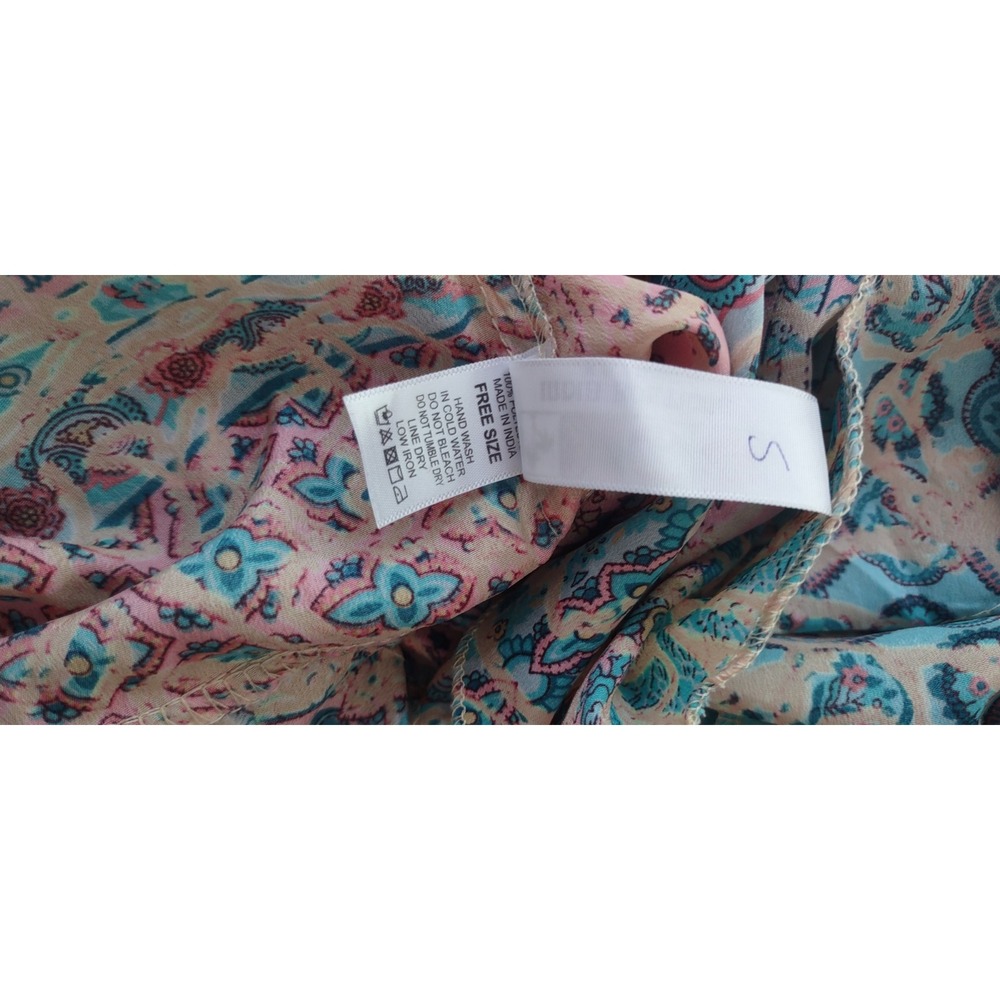 Babydoll watercolor v-neck adjustable lightweight V-Neck Tie Front Sundress S - Picture 6 of 6